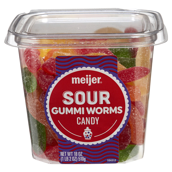 slide 1 of 1, Meijer Bulk Sour Gummi Worms, 18 oz