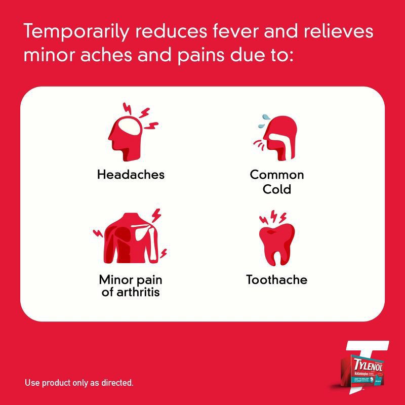 slide 5 of 8, Tylenol Extra Strength Easy To Swallow Caplets With Gentleglide Coating Technology, 500 mg, 100 Count, 100 ct