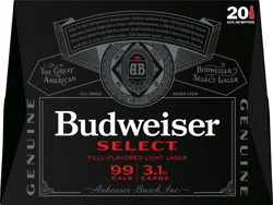 Budweiser Select Full-Flavored Light Lager Beer 20 ea