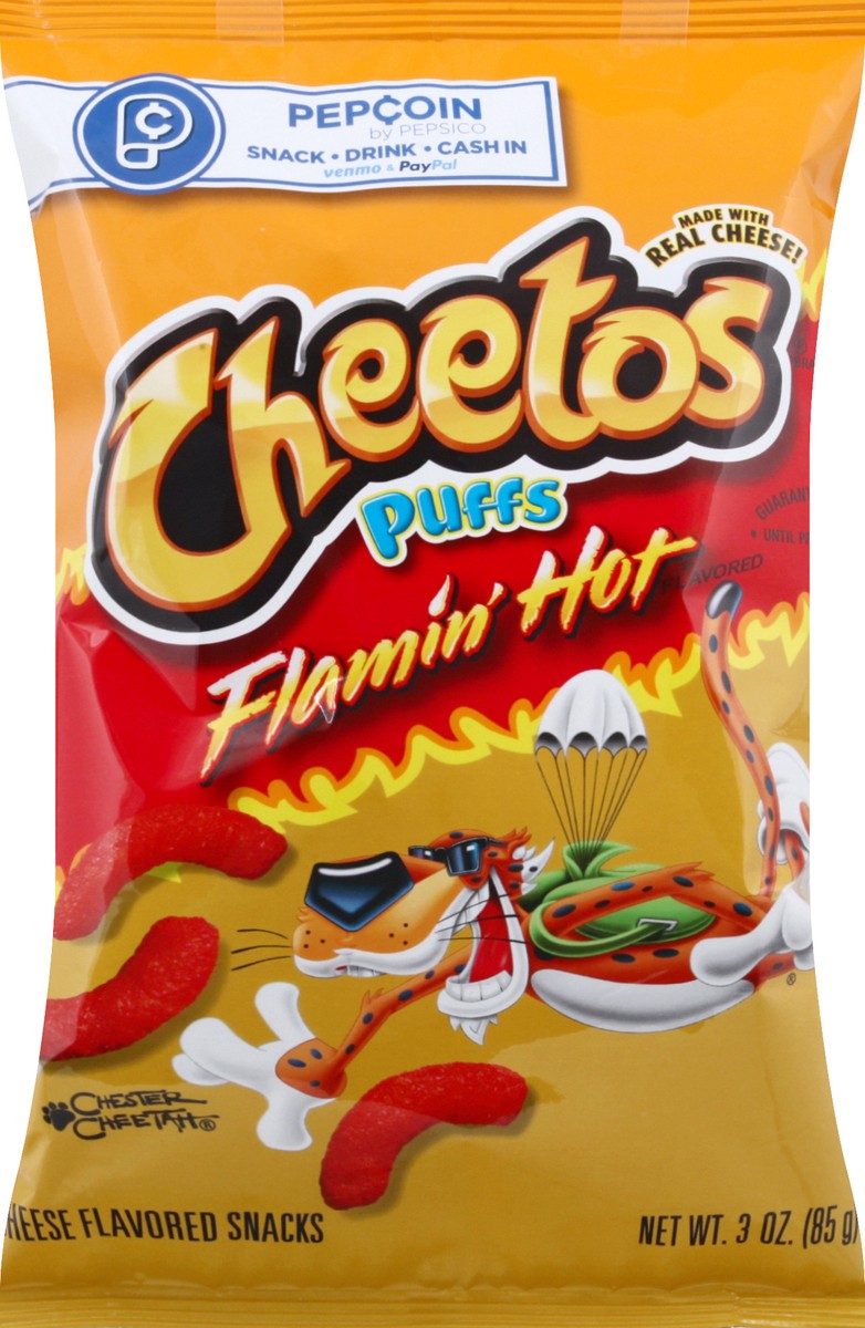 Cheetos FLAMIN HOT PUFFS Cheese Flavored Snacks Chips 8oz (3 Bags