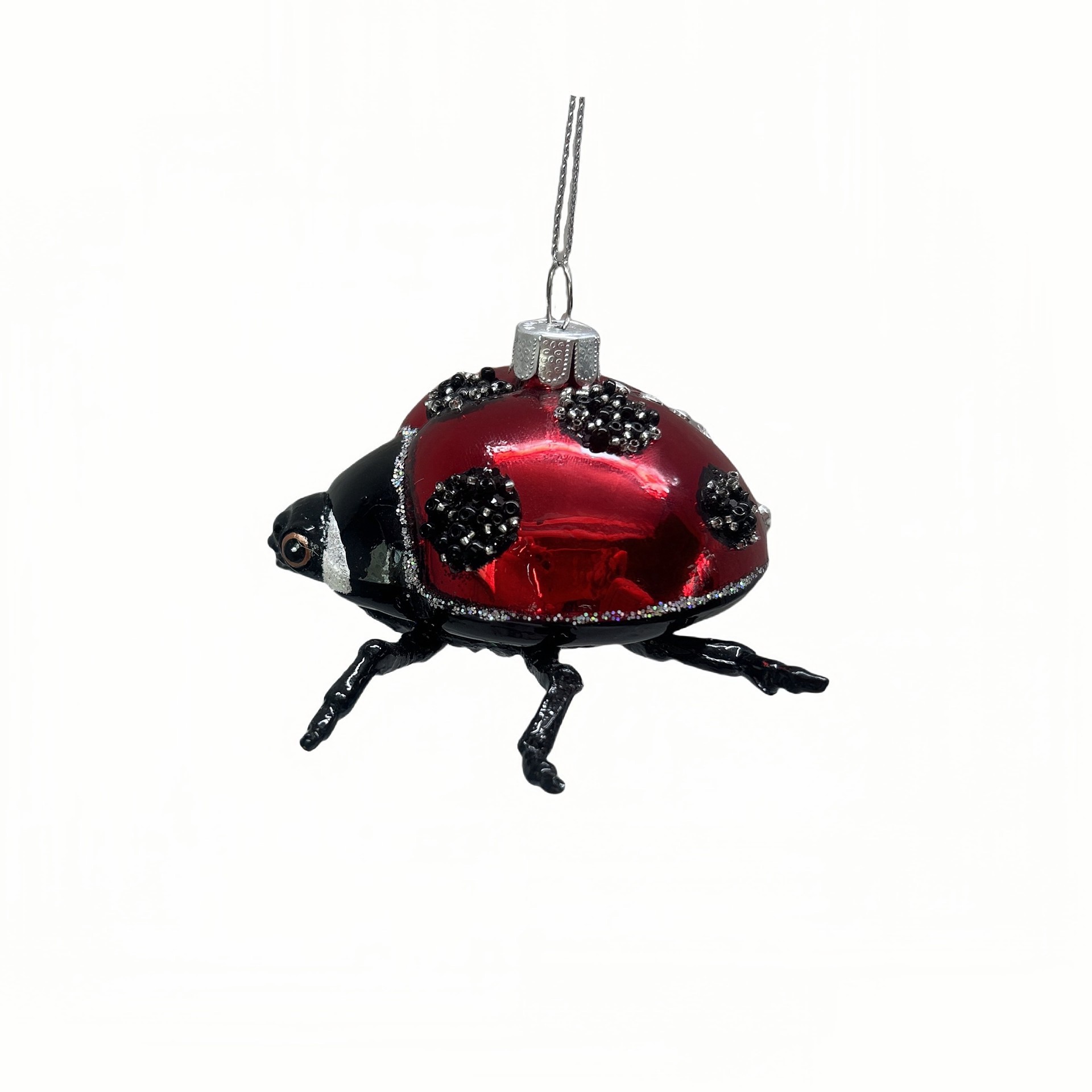 slide 2 of 3, 3.75" Red & Black Ladybug Glass Ornament By Ashland, 3.75 in x 3 in x 1.5 in