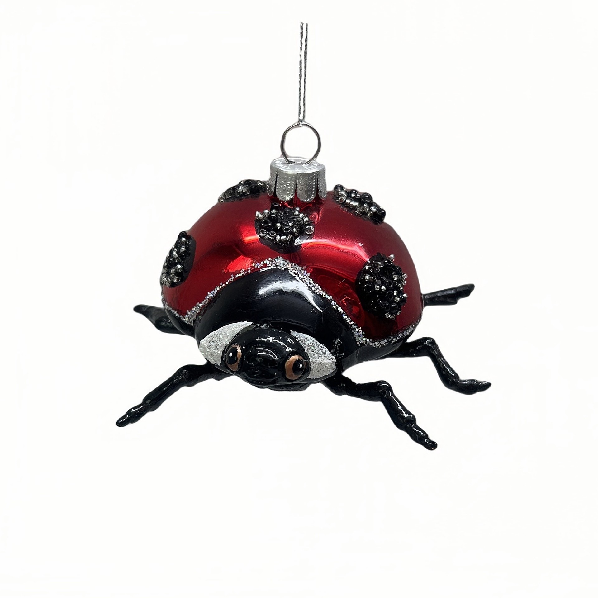 slide 3 of 3, 3.75" Red & Black Ladybug Glass Ornament By Ashland, 3.75 in x 3 in x 1.5 in