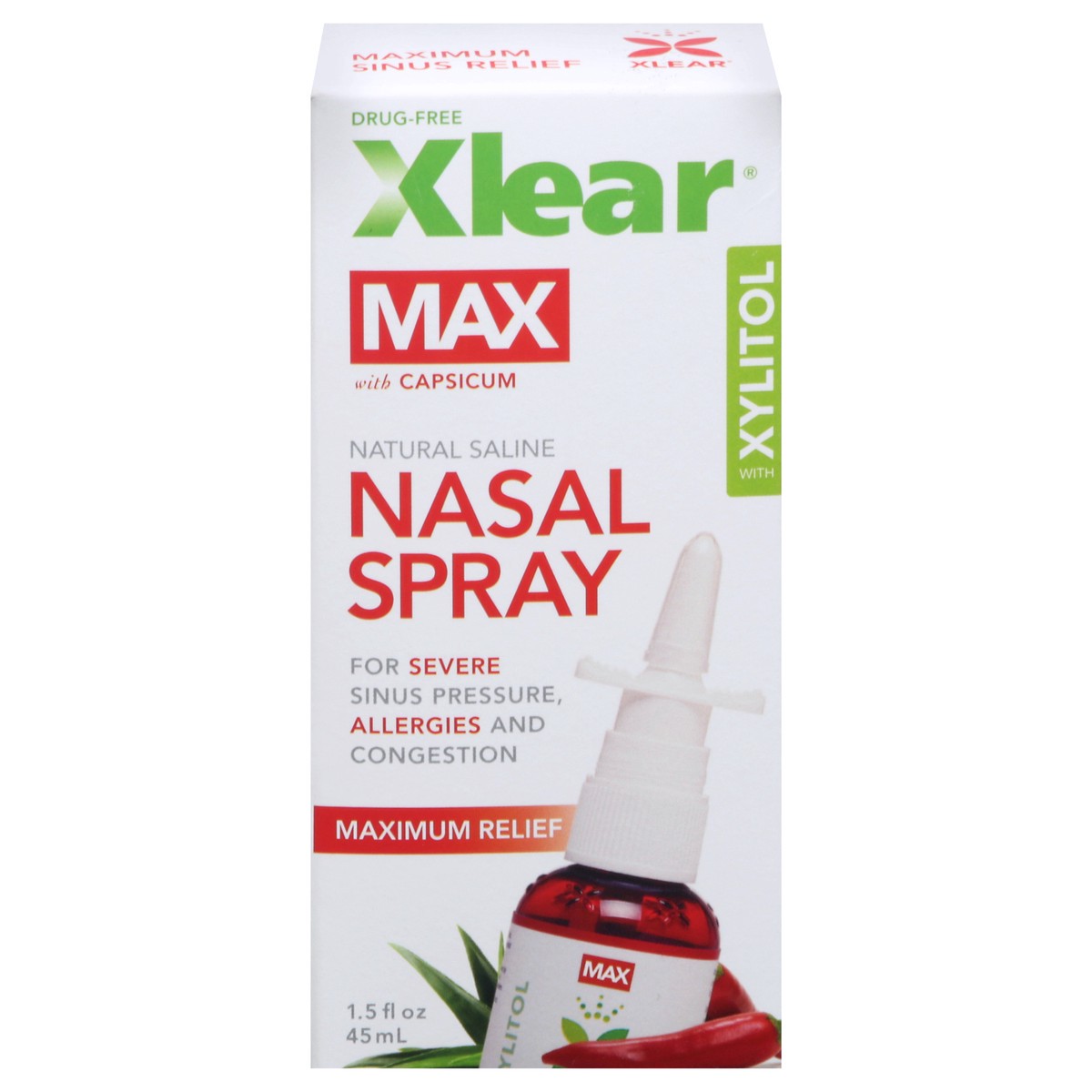 slide 1 of 9, Xlear Max Saline Nasal Spray with Capsicum 1.5 fl oz, 1.5 fl oz