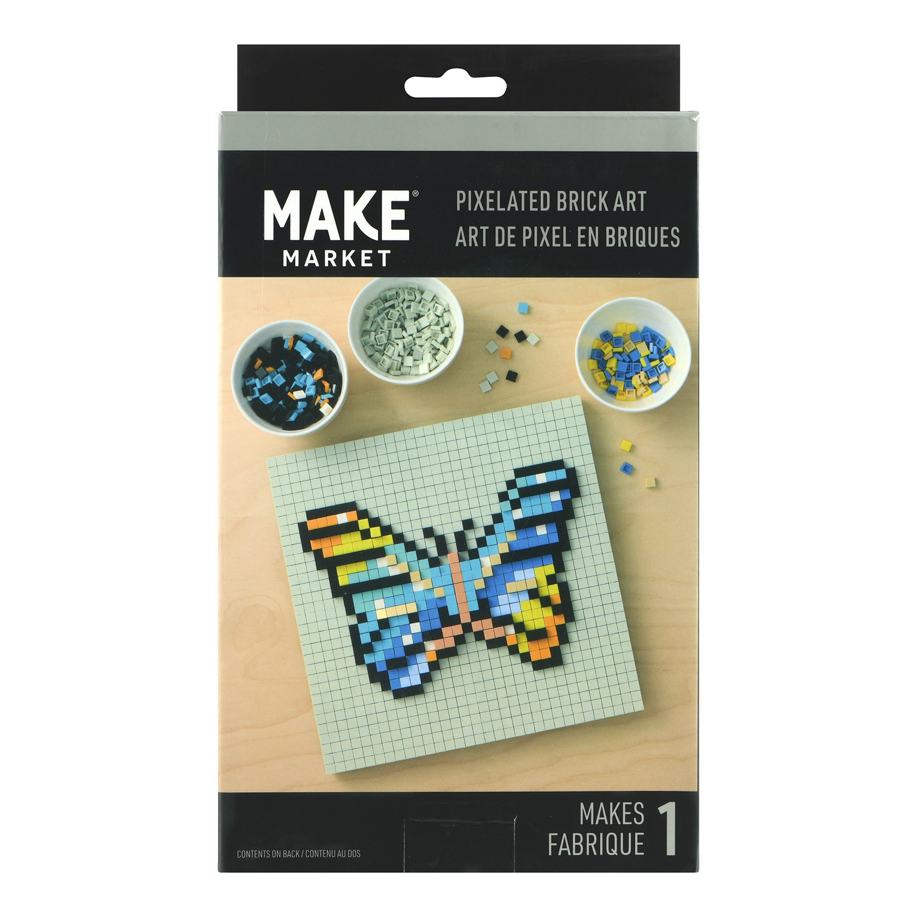 slide 3 of 6, 10" X 10" Butterfly Pixelated Brick Art Kit By Make Market, 10 in x 10 in