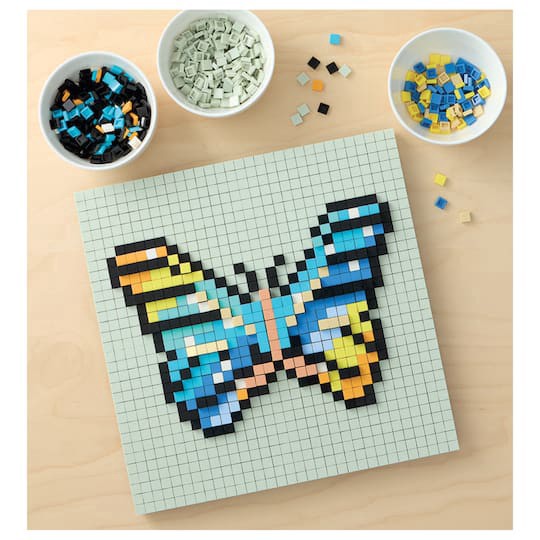 slide 1 of 6, 10" X 10" Butterfly Pixelated Brick Art Kit By Make Market, 10 in x 10 in