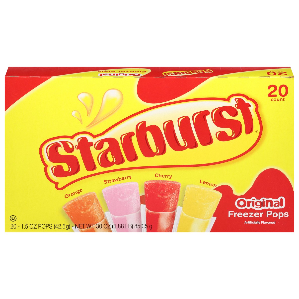 slide 11 of 13, Starburst Original Assorted Freezer Pops 20 - 1.5 oz Pops, 32 oz