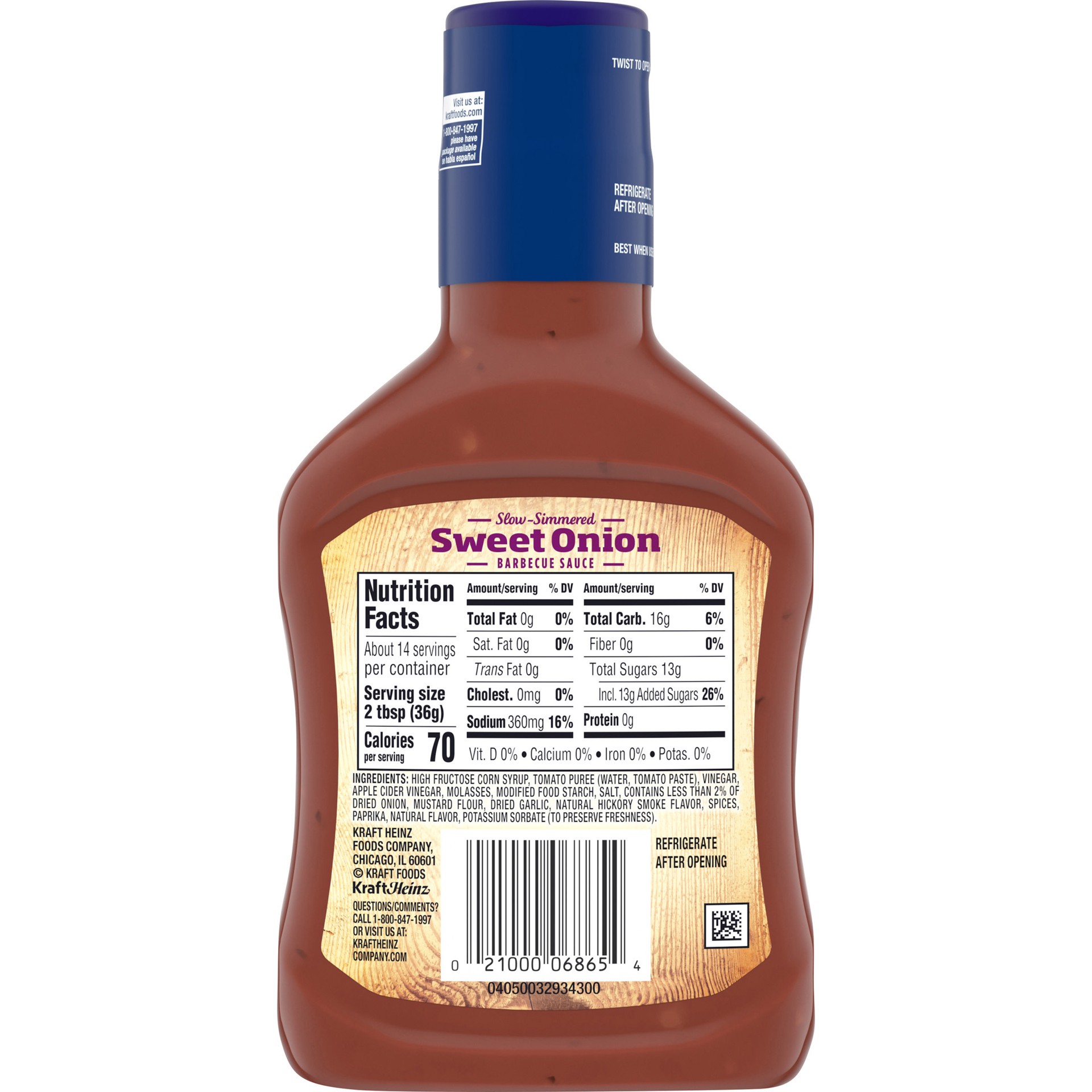 slide 2 of 5, Kraft Sweet Onion Slow-Simmered Barbecue Sauce, 18 oz Bottle, 18 oz