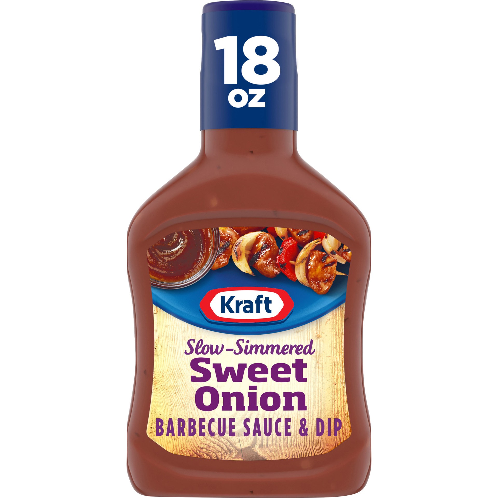 slide 1 of 5, Kraft Sweet Onion Slow-Simmered Barbecue Sauce, 18 oz Bottle, 18 oz