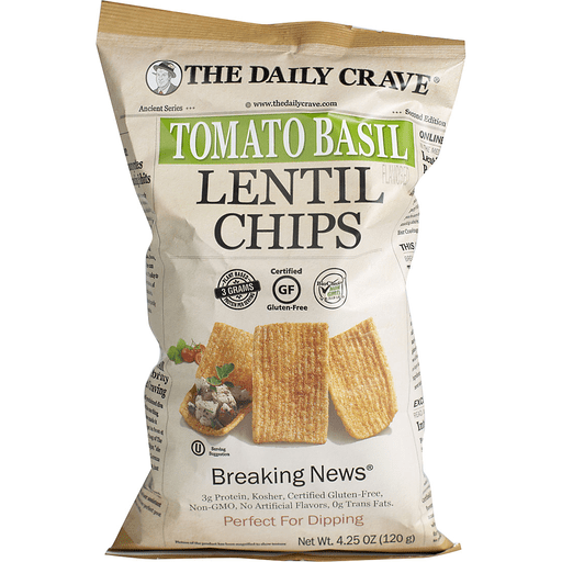 slide 1 of 1, The Daily Crave Lentil Chips Tomato Basil, 4.25 oz