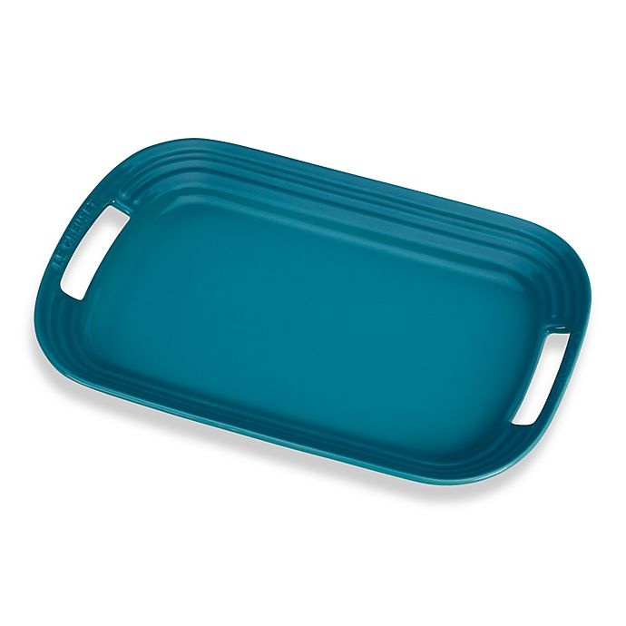 slide 1 of 1, Le Creuset Rectangular Serving Platter - Caribbean, 16.25 in