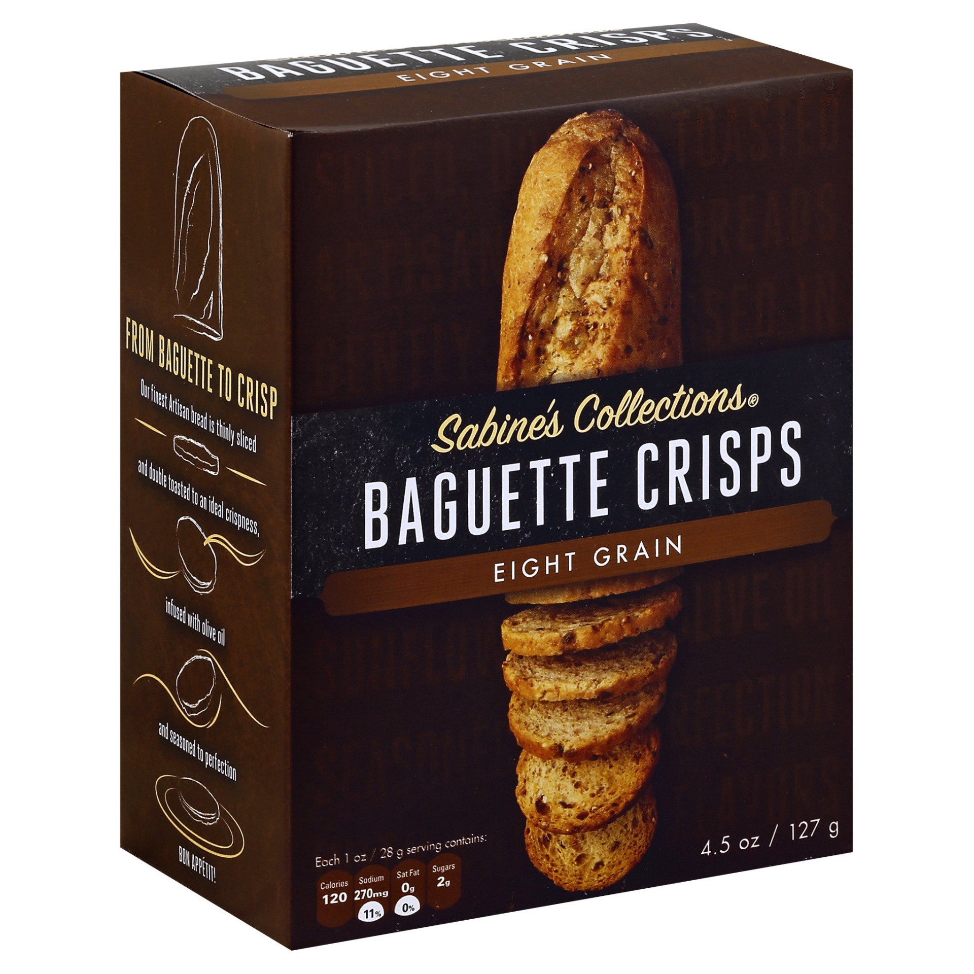 slide 1 of 1, Sabine's Collections Eight Grain Baguette Crisps, 4.5 oz
