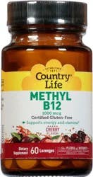 Country Life 1000 mcg Cherry Flavor Methyl B12 - 60 Lozenges