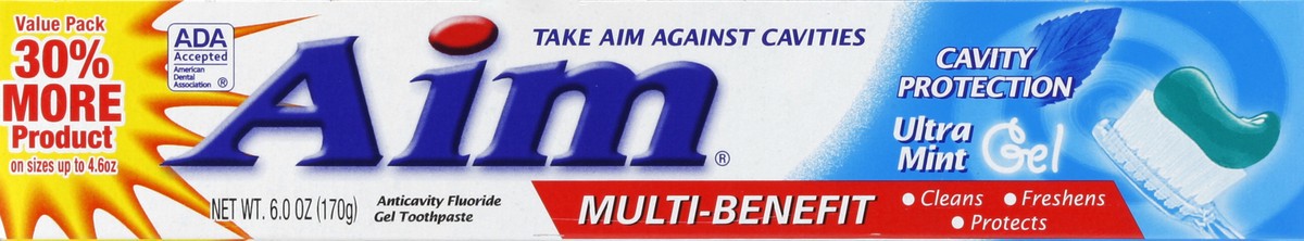 slide 2 of 6, Aim Multi Benefit Cavity Protection Ultra Mint Toothpaste, 6 oz