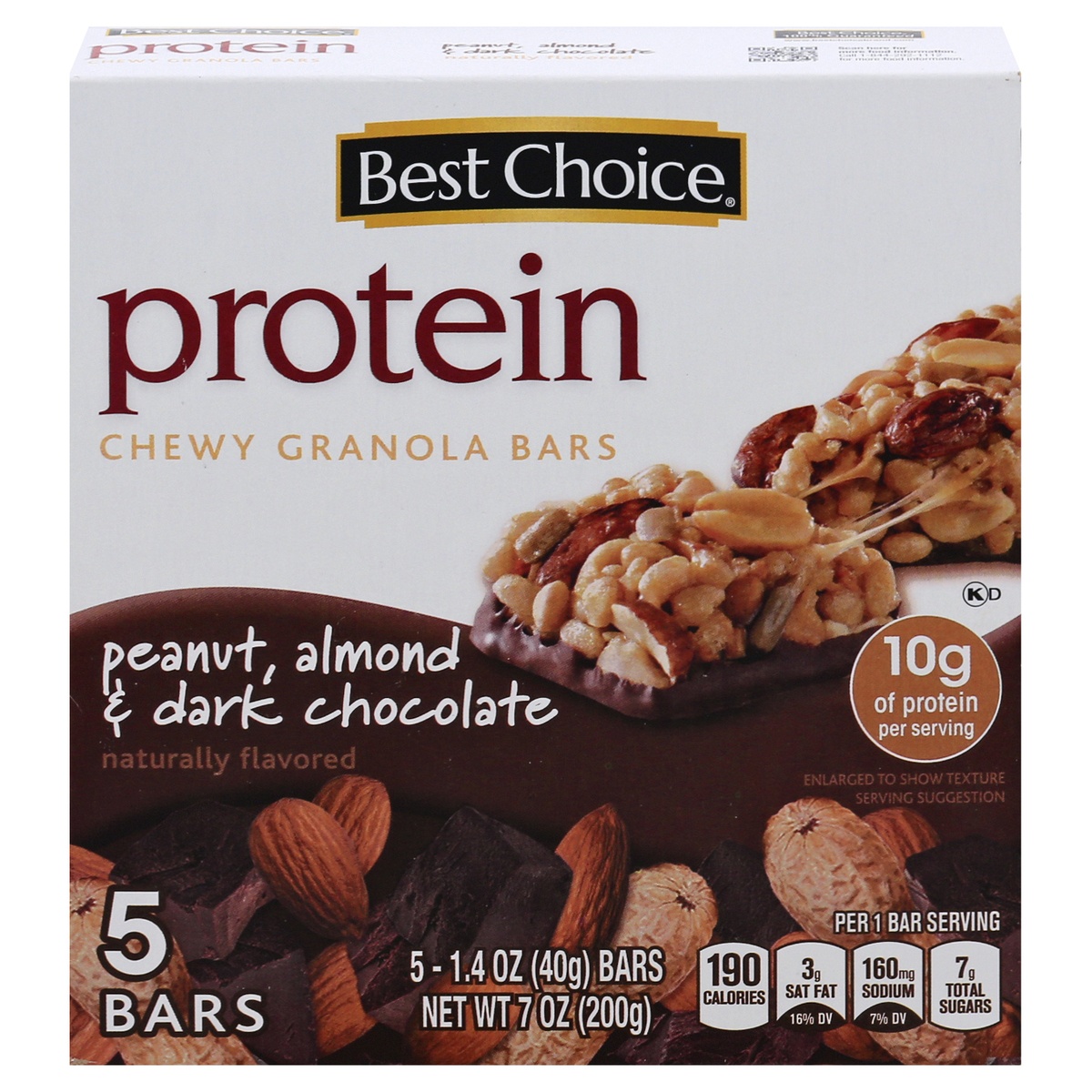 slide 1 of 1, Best Choice Peanut, Almond & Dark Chocolate Chewy Protein Bar, 5 ct