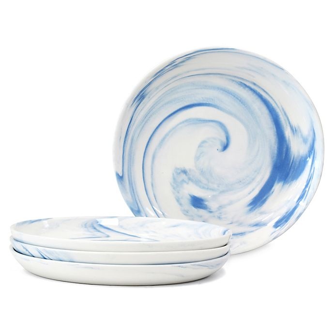 slide 1 of 2, Artisanal Kitchen Supply Coupe Marbleized Appetizer Plates - Blue, 4 ct