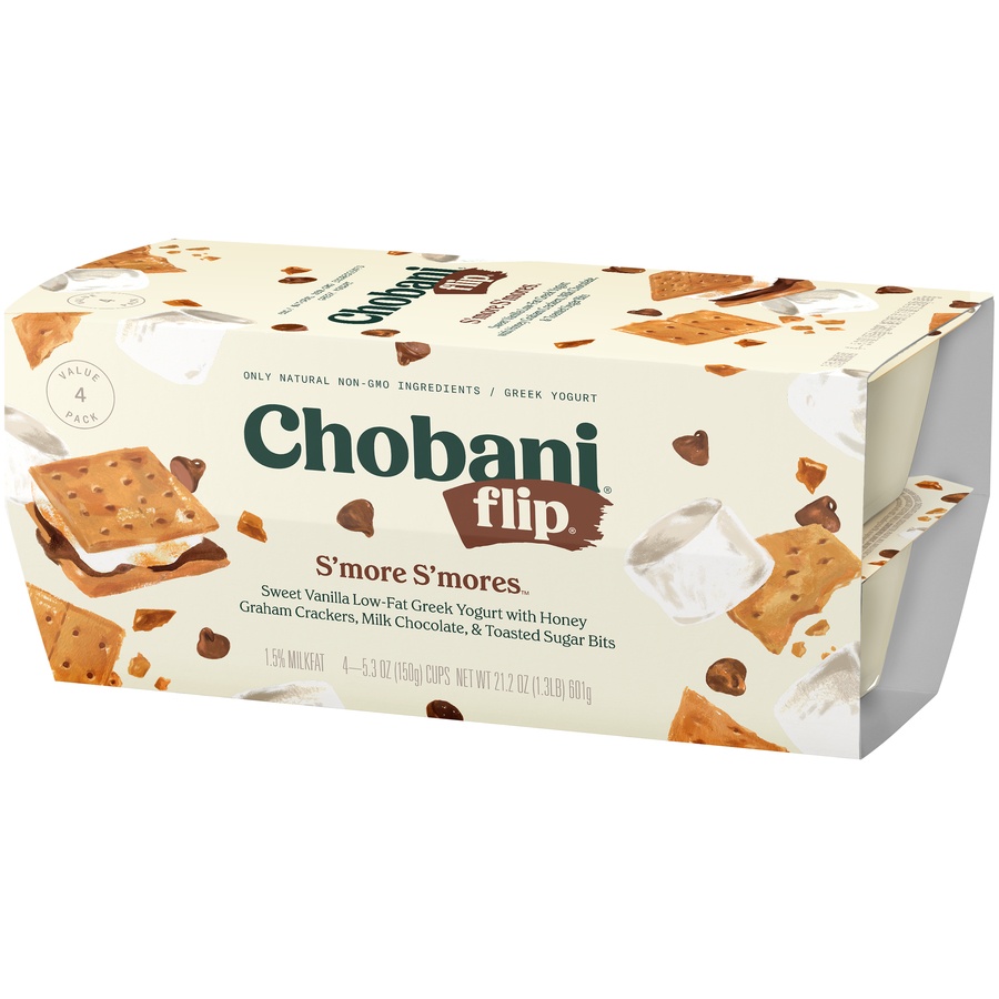 slide 3 of 8, Chobani Flip Low-Fat Chocolate S'more S'mores Greek Yogurt - 4ct/4.5oz Cups, 4 ct; 4.5 oz