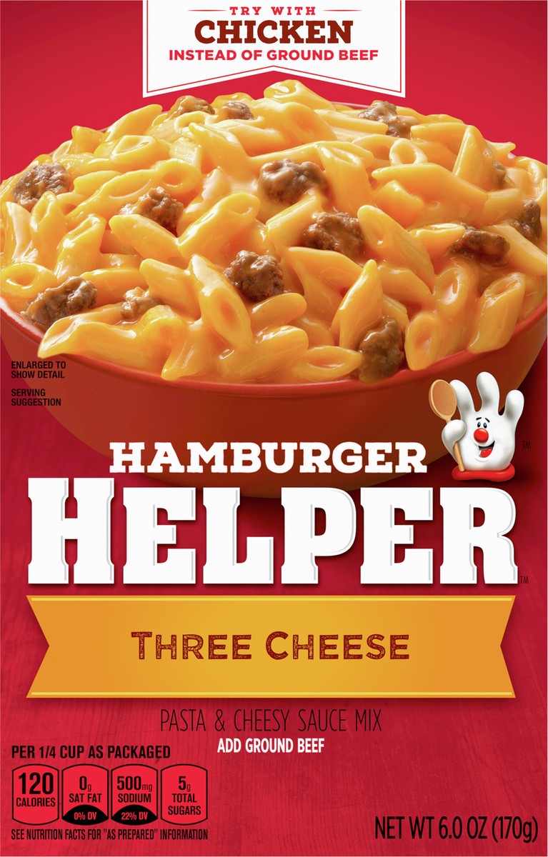 slide 3 of 9, Hamburger Helper, Three Cheese, 6 oz box, 6 oz