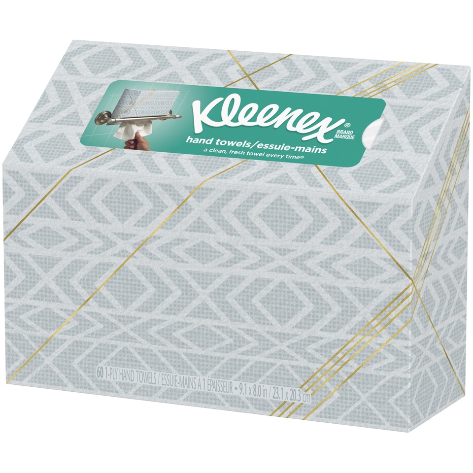 slide 3 of 3, Kleenex Disposable Paper Hand Towels, 1 Box, 60 Towels per Box, 60 ct