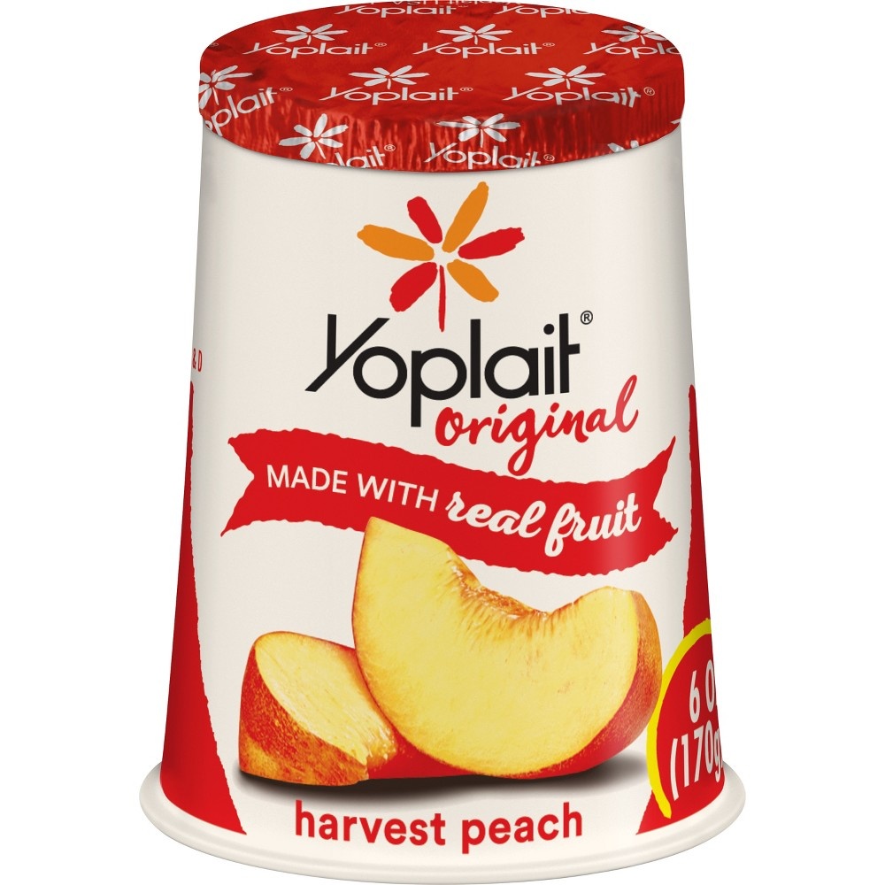 slide 2 of 3, Yoplait Original Low Fat Harvest Peach Yogurt Cup, Made with Real Fruit, 6 oz, 6 oz