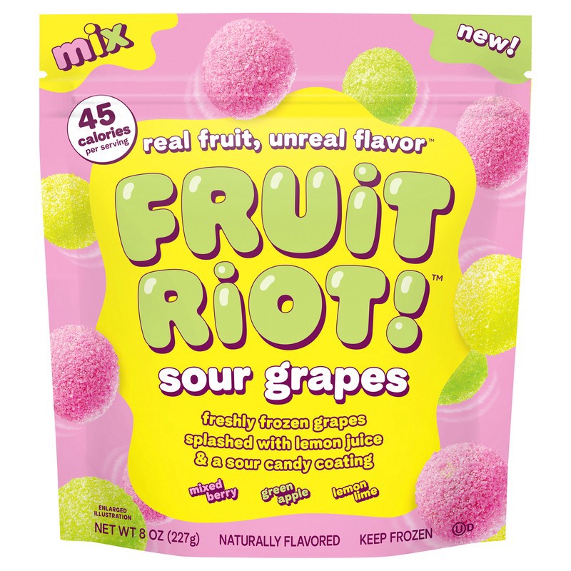 slide 1 of 1, Fruit Riot! Fruit Riot 8 oz sour candy grapes mix, 8 oz