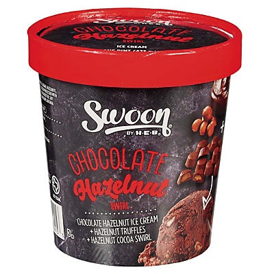 slide 1 of 1, Swoon by H-E-B Chocolate Hazelnut Swirl Ice Cream, 1 pint