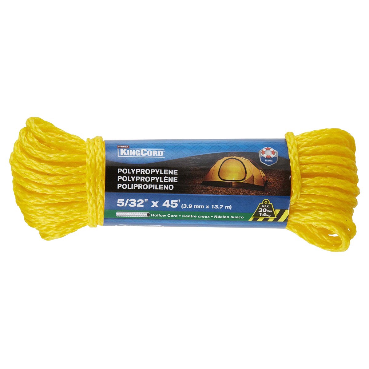 slide 1 of 5, KingCord Hollow Core Polypropylene Rope, 45 ft