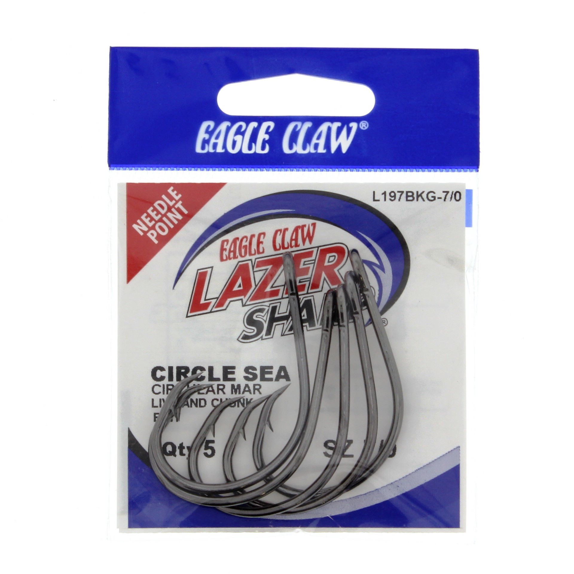 slide 1 of 1, Eagle Claw Lazer Sharp L197BKG Sea Circle Hook Size 7/0, 5 ct