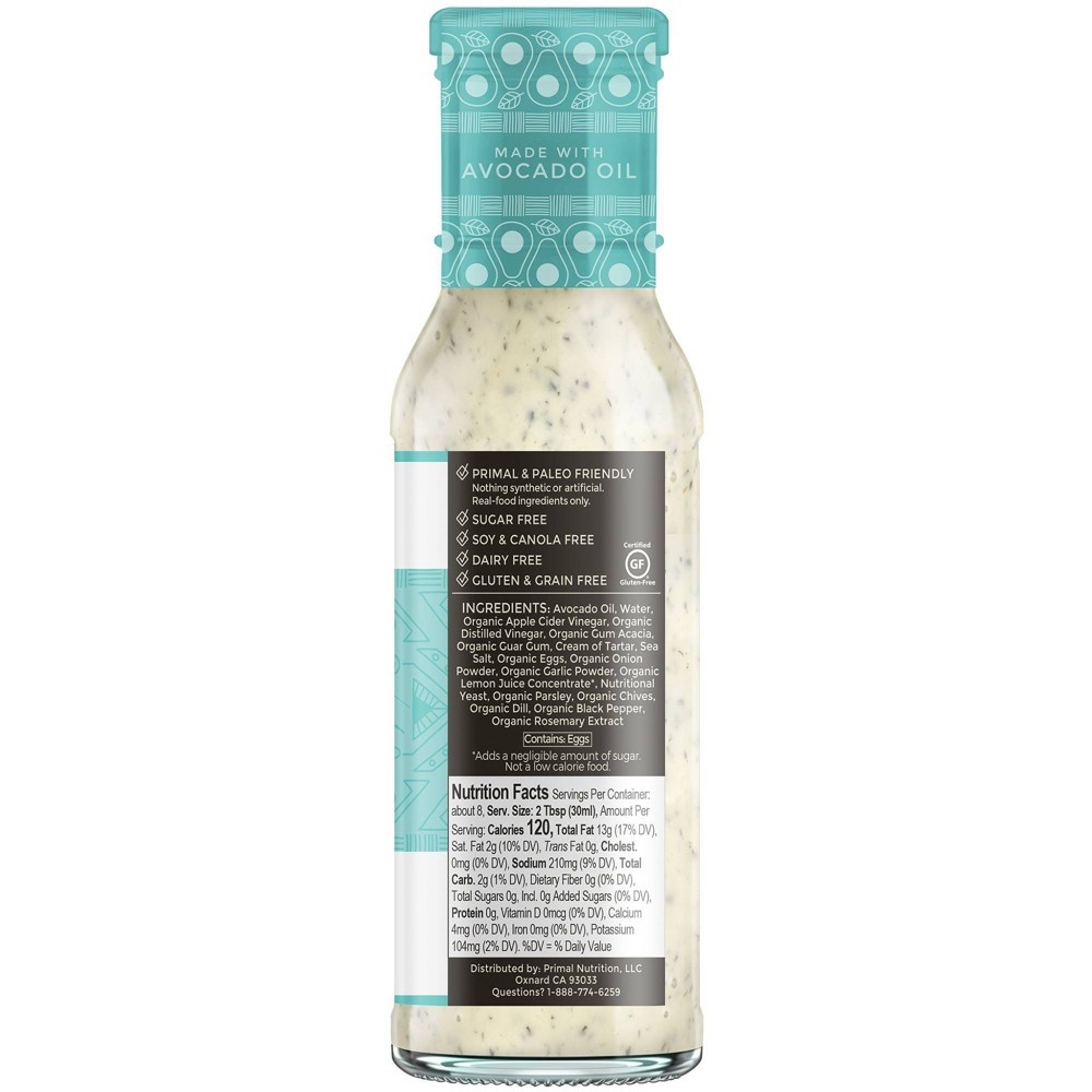 slide 4 of 4, Primal Kitchen Dairy-Free Ranch Dressing with Avocado Oil- 8 fl oz, 8 fl oz