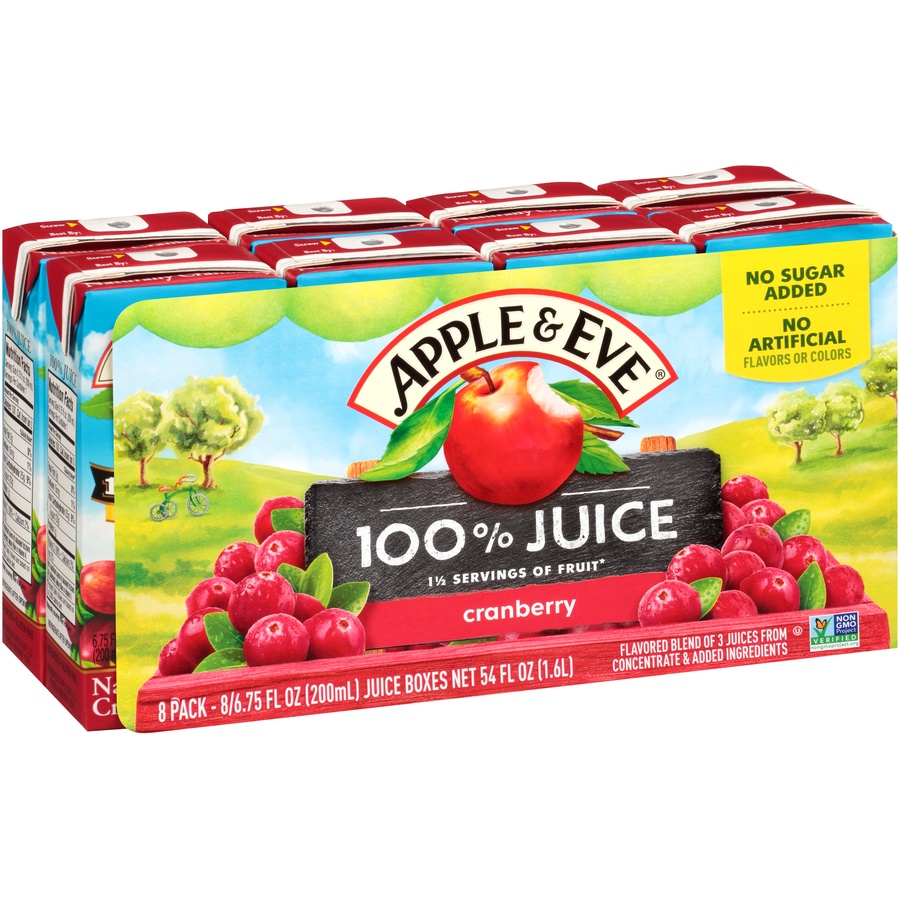 slide 2 of 8, Apple & Eve 100% Naturally Cranberry No Sugar Added - 8 ct; 6.75 fl oz, 8 ct; 6.75 fl oz