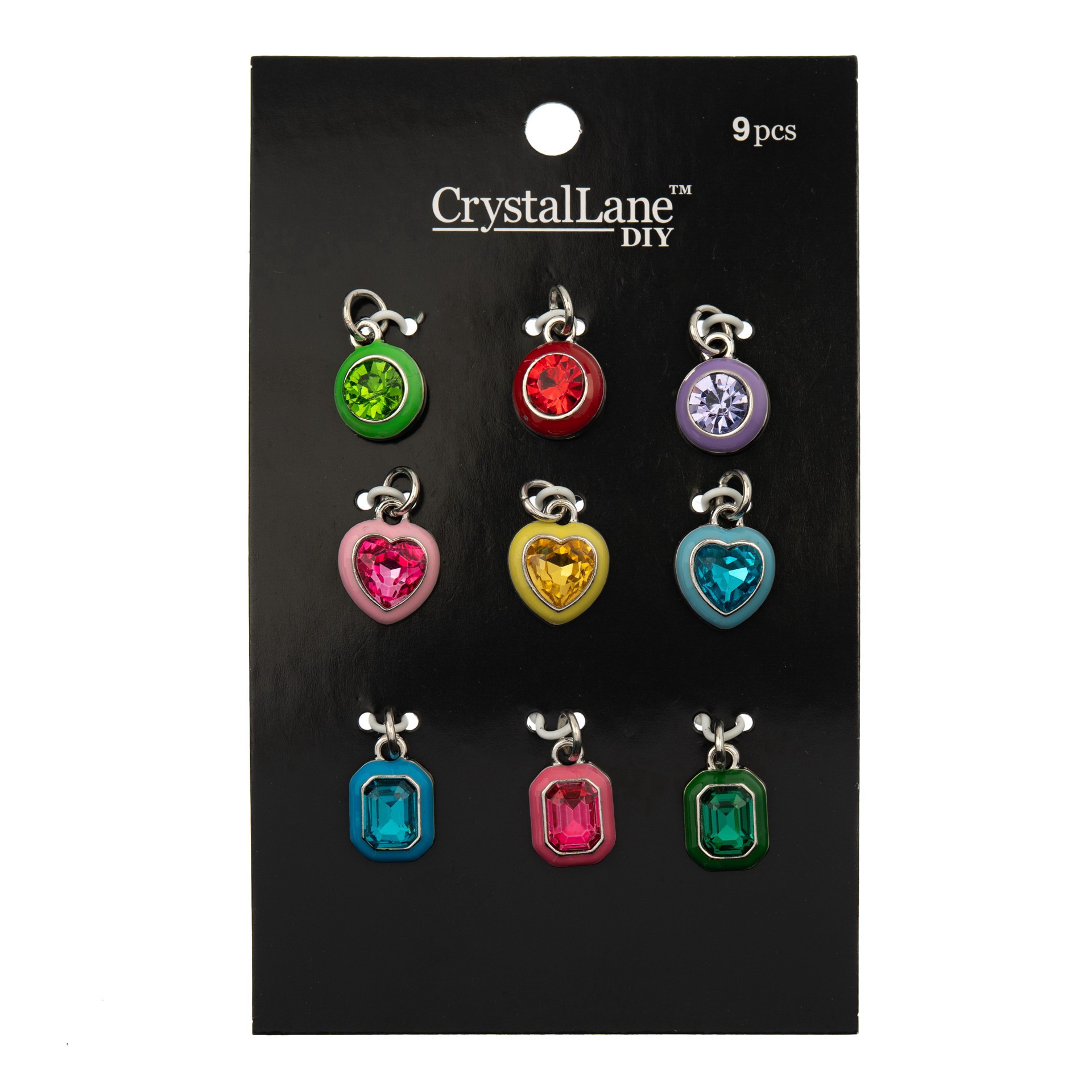slide 3 of 3, Crystal Lane Diy Silver Enamel Rhinestone Charms, 9ct., 9 ct