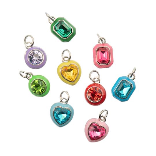 slide 1 of 3, Crystal Lane Diy Silver Enamel Rhinestone Charms, 9ct., 9 ct