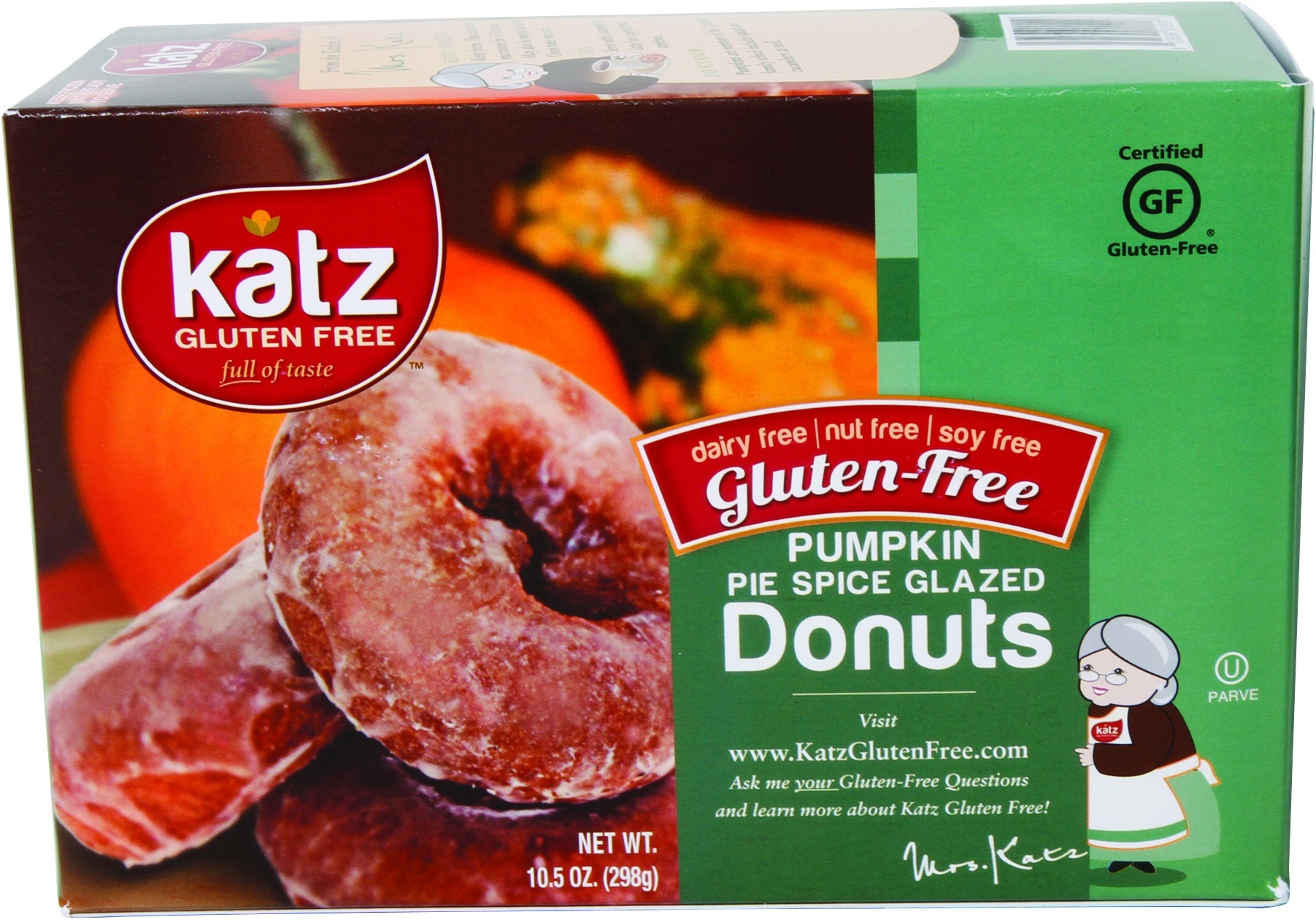 slide 1 of 1, Katz Gluten Free Pumpkin Pie Spiced Glazed Frozen Donuts, 10.5 oz