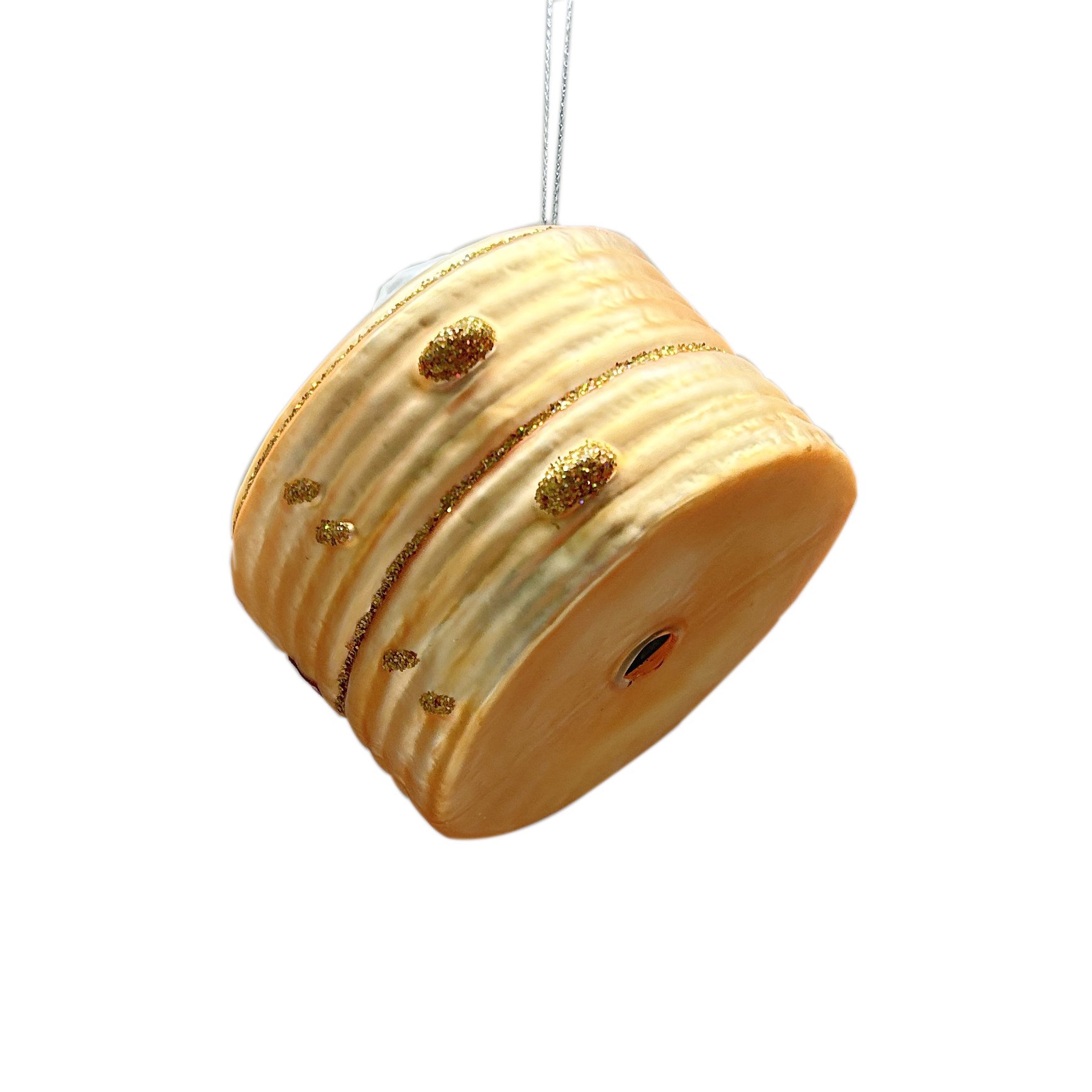 slide 2 of 3, 3.25" Gold & White Dim Sum Glass Ornament By Ashland, 3.25 in x 3.25 in x 2.5 in