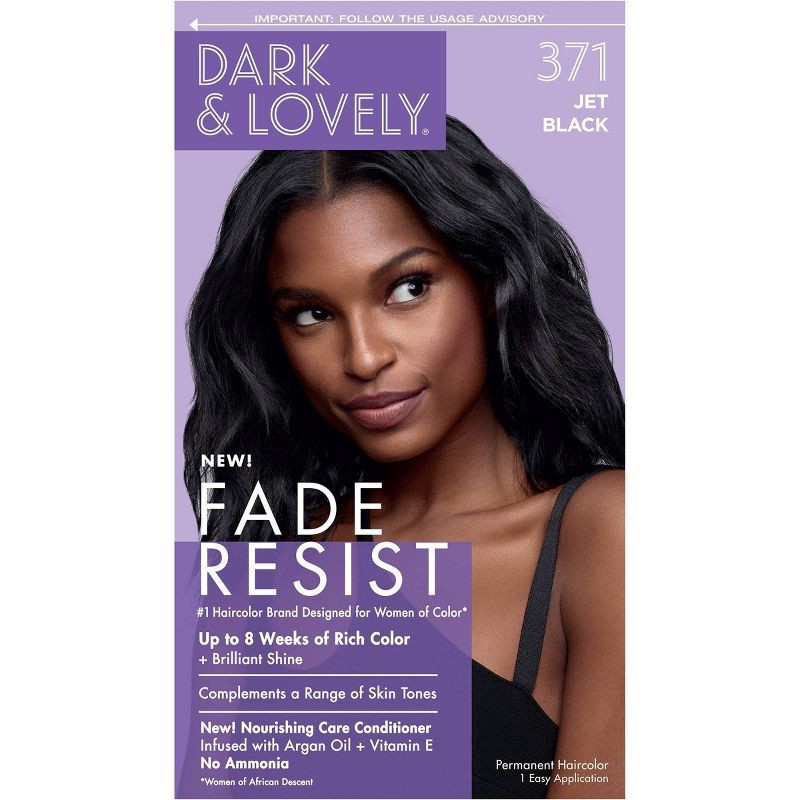 slide 1 of 8, Dark and Lovely Fade Resist Permanent Hair Color - 371 Jet Black, 1 ct