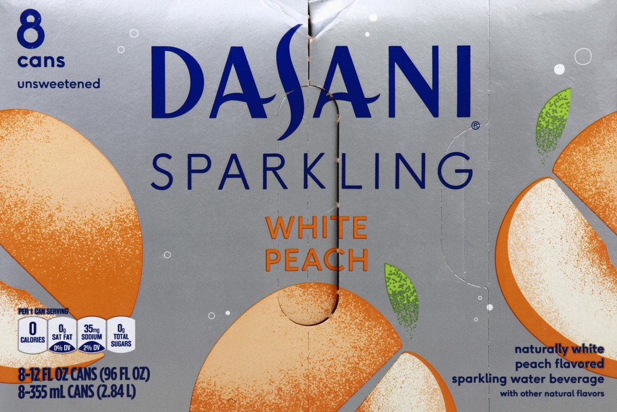 slide 5 of 6, Dasani Sparkling White Peach, 8 ct; 12 fl oz