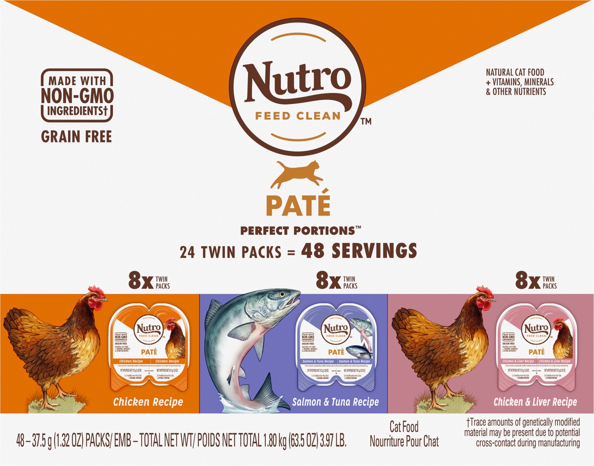 slide 4 of 15, Nutro Perfect Portions Pate Grain Free Assorted Cat Food 24 - 37.5 g Packs, 3.97 Oz