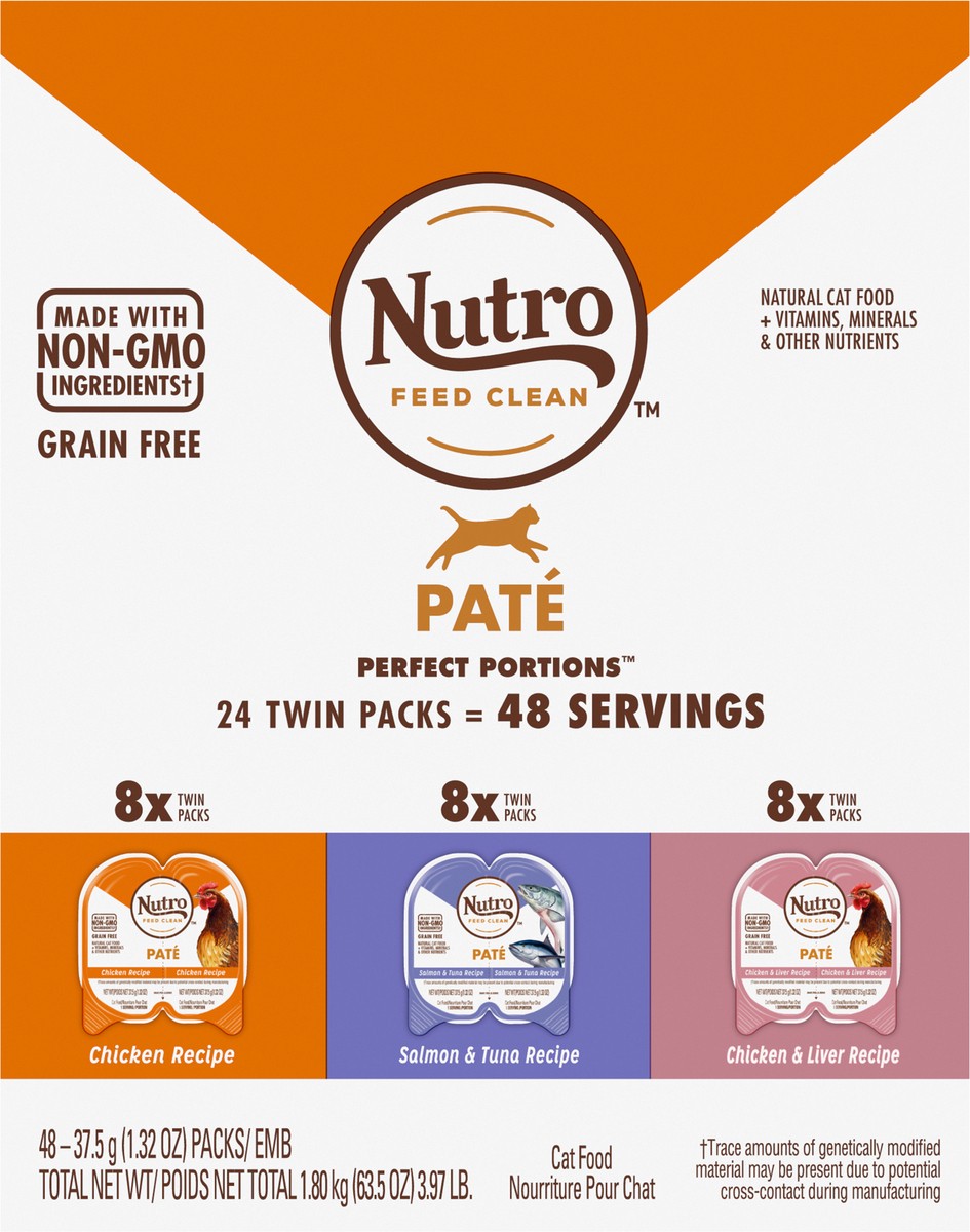 slide 3 of 15, Nutro Perfect Portions Pate Grain Free Assorted Cat Food 24 - 37.5 g Packs, 3.97 Oz