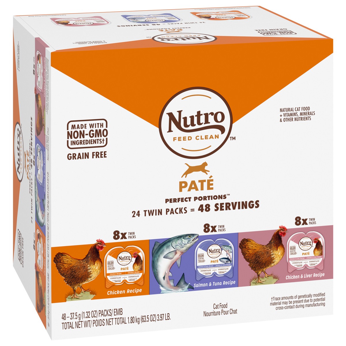 slide 6 of 15, Nutro Perfect Portions Pate Grain Free Assorted Cat Food 24 - 37.5 g Packs, 3.97 Oz