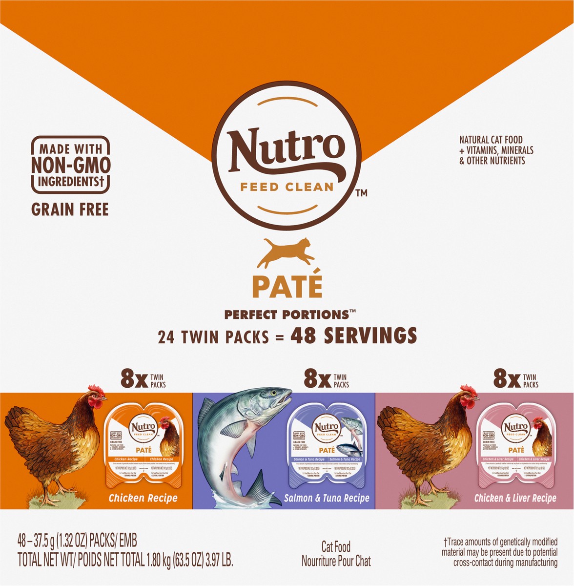 slide 7 of 15, Nutro Perfect Portions Pate Grain Free Assorted Cat Food 24 - 37.5 g Packs, 3.97 Oz