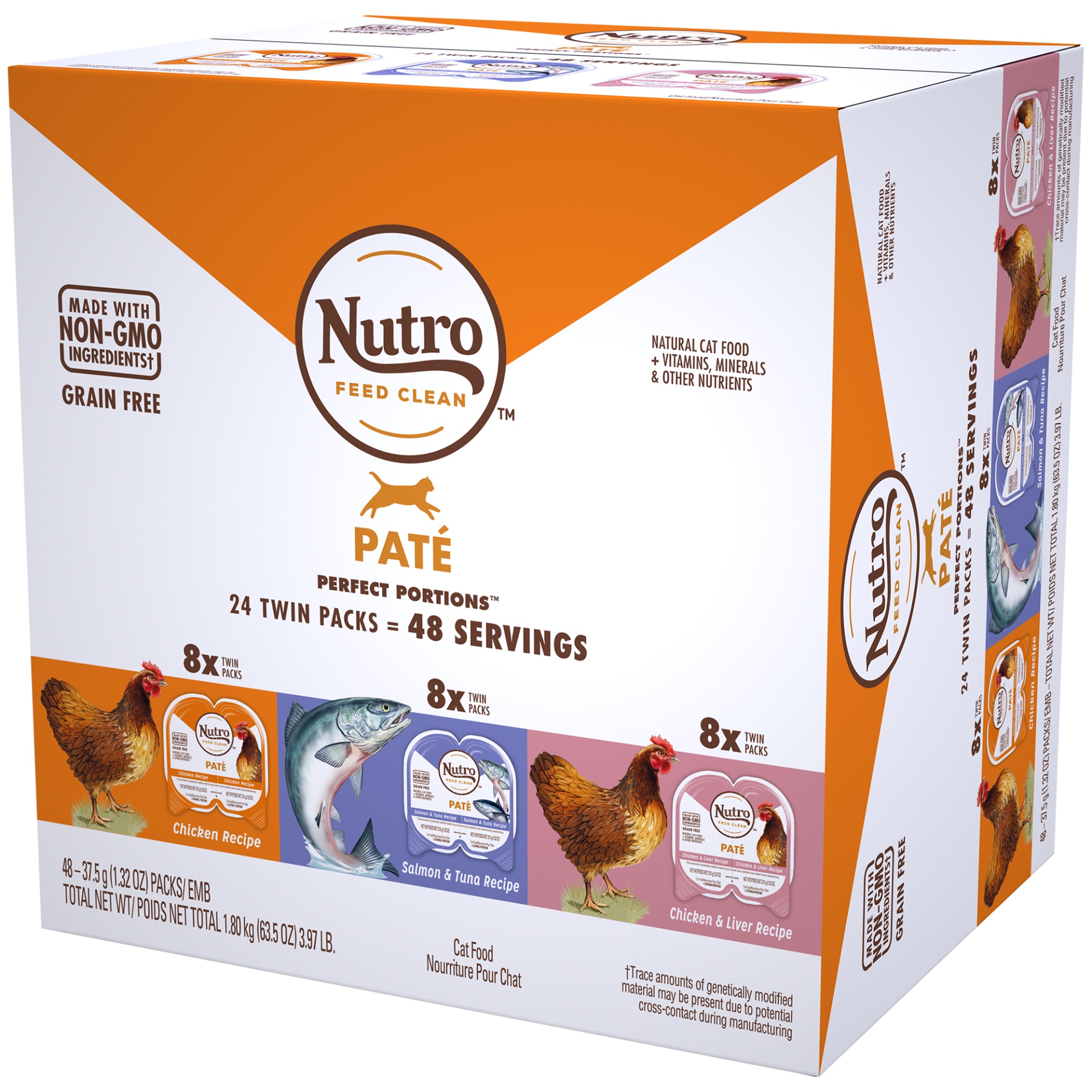 NUTRO Grain Free* Natural Wet Cat Food Paté Chicken Recipe, Salmon