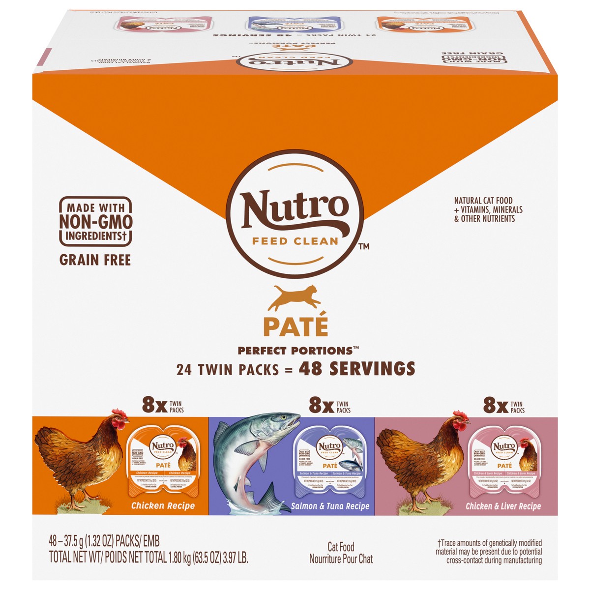 slide 8 of 15, Nutro Perfect Portions Pate Grain Free Assorted Cat Food 24 - 37.5 g Packs, 3.97 Oz