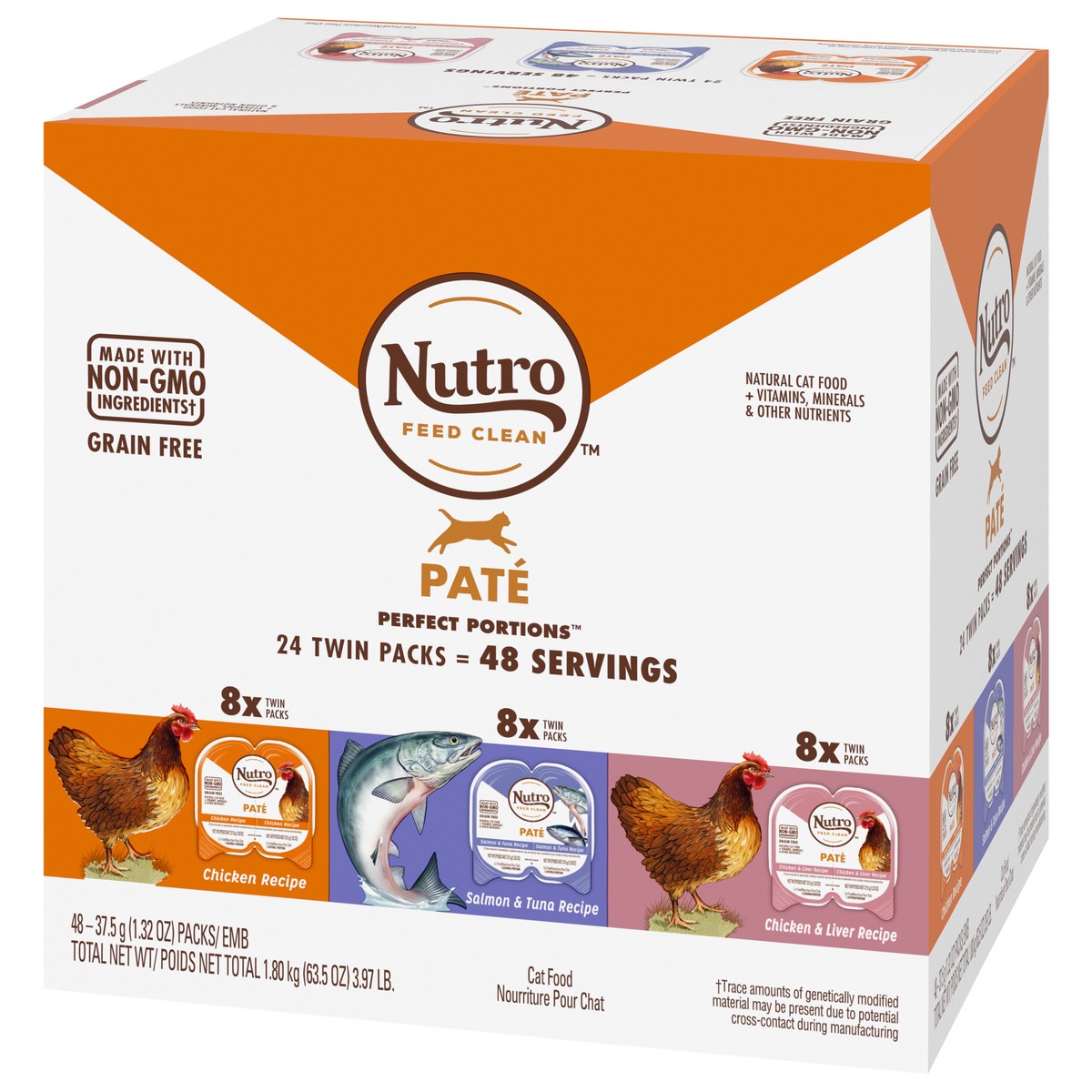 slide 11 of 15, Nutro Perfect Portions Pate Grain Free Assorted Cat Food 24 - 37.5 g Packs, 3.97 Oz