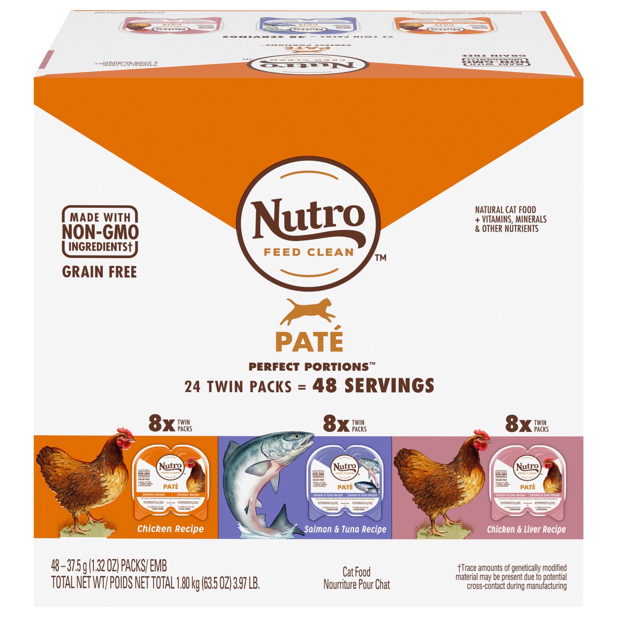 slide 1 of 15, Nutro Perfect Portions Pate Grain Free Assorted Cat Food 24 - 37.5 g Packs, 3.97 Oz