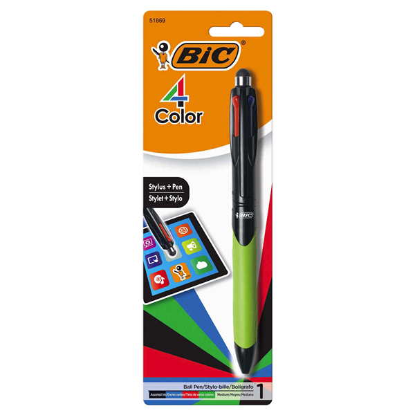 slide 1 of 7, BIC 4-Color Stylus Pen, 1 ct