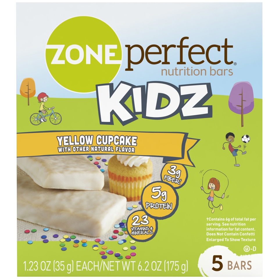 slide 1 of 1, Zone Perfect Kidz Yellow Cupcake Nutrition Bars, 5 ct; 1.23 oz