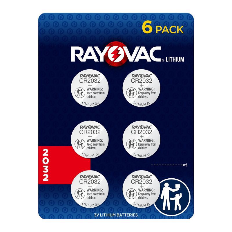 slide 1 of 7, Rayovac Lithium Coin Cell Batteries Size 2032 3V, 6 Pack, 6 ct