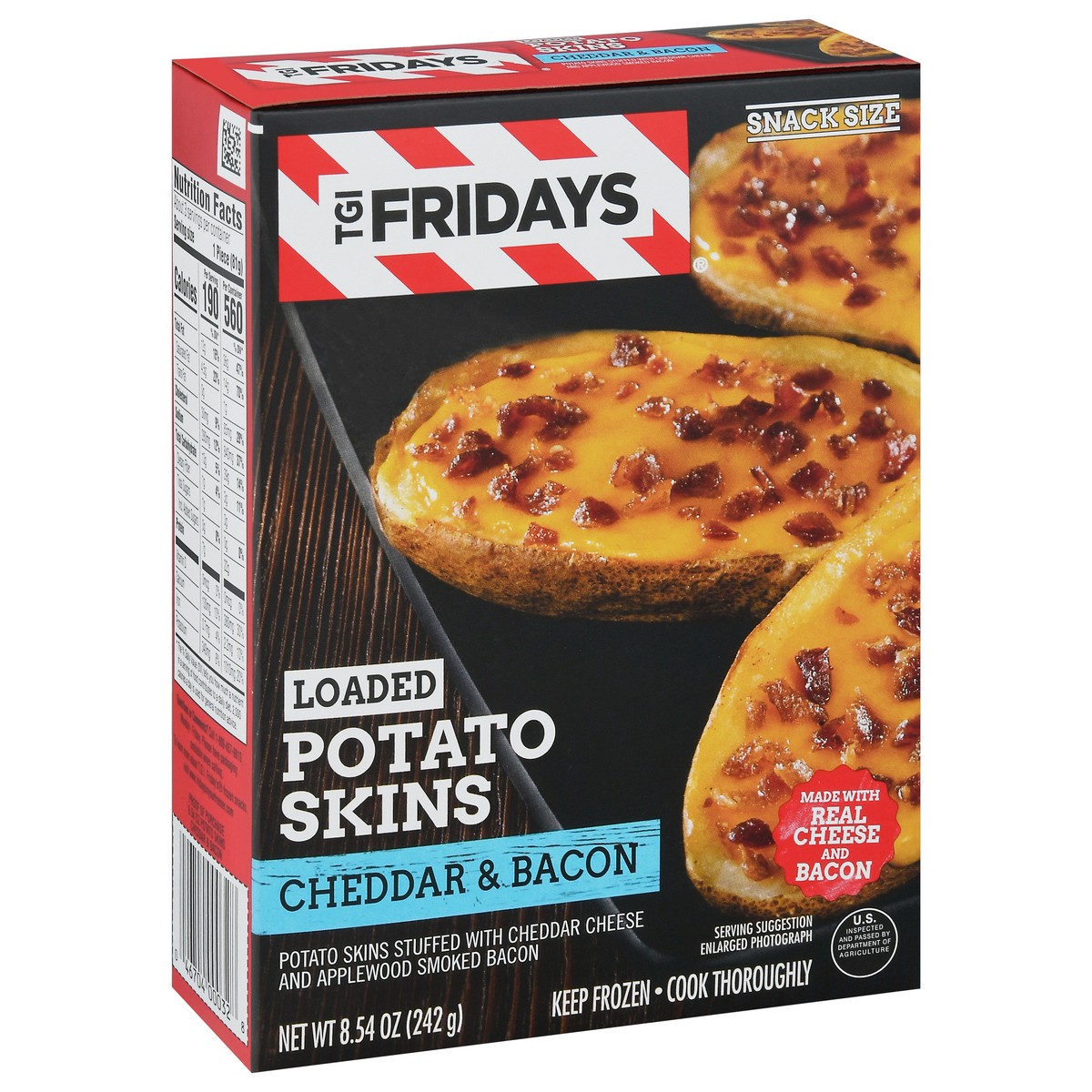 slide 7 of 11, TGI Fridays Loaded Cheddar & Bacon Potato Skins Frozen Snacks, 8.5 oz Box, 7.6 oz