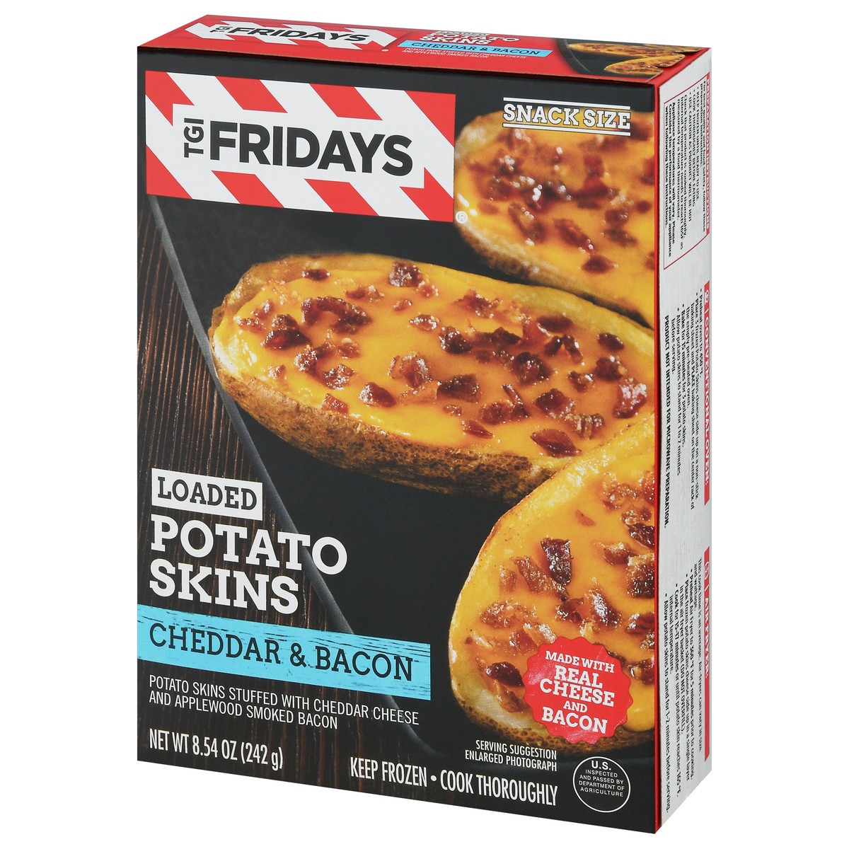 slide 3 of 11, TGI Fridays Loaded Cheddar & Bacon Potato Skins Frozen Snacks, 8.5 oz Box, 7.6 oz