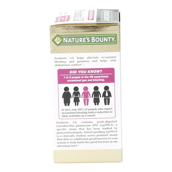 slide 8 of 13, Nature's Bounty Dietary Supplement, Probiotic GX, Gas & Bloating Formula, Digestive Health, Capsules, 25 Each, 25 ct