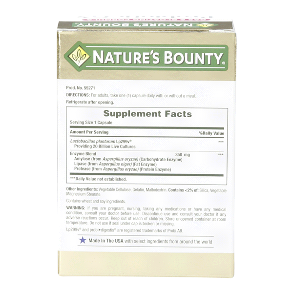 slide 2 of 13, Nature's Bounty Dietary Supplement, Probiotic GX, Gas & Bloating Formula, Digestive Health, Capsules, 25 Each, 25 ct